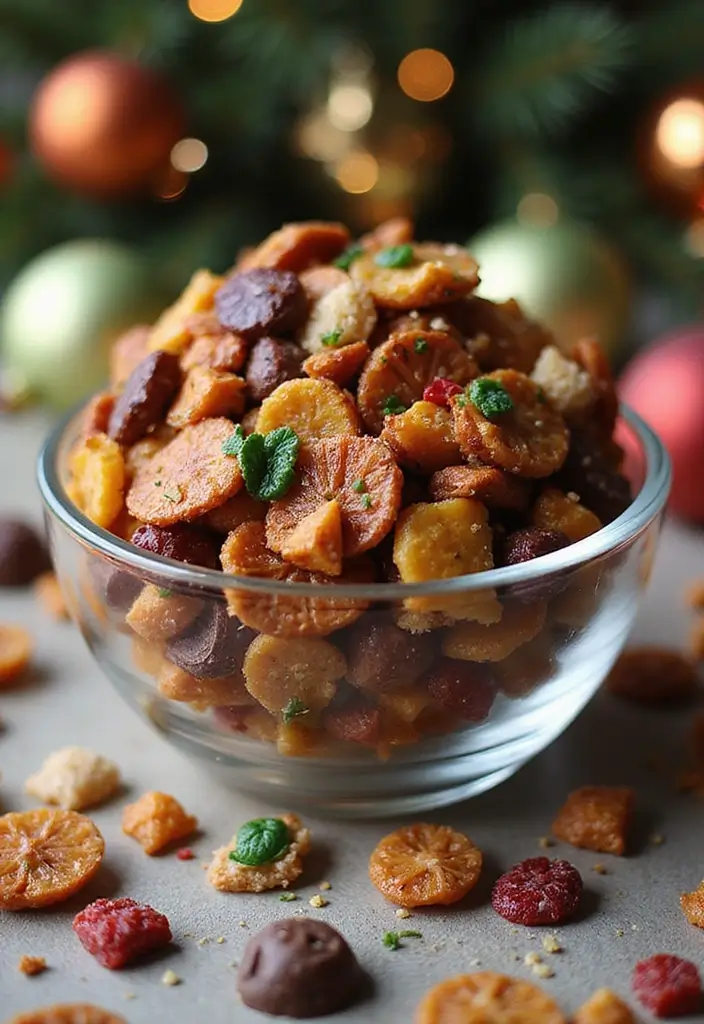 25 Christmas Snack Mix Recipes and Gift Ideas for the Holidays 6 25 Christmas Snack Mix Recipes and Gift Ideas for the Holidays - 2. Festive Trail Mix with Chocolate and Dried Fruit