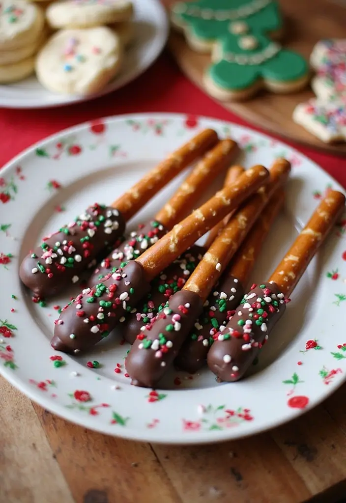 25 Christmas Snack Mix Recipes and Gift Ideas for the Holidays 20 25 Christmas Snack Mix Recipes and Gift Ideas for the Holidays - 4. Chocolate-Dipped Pretzel Rods