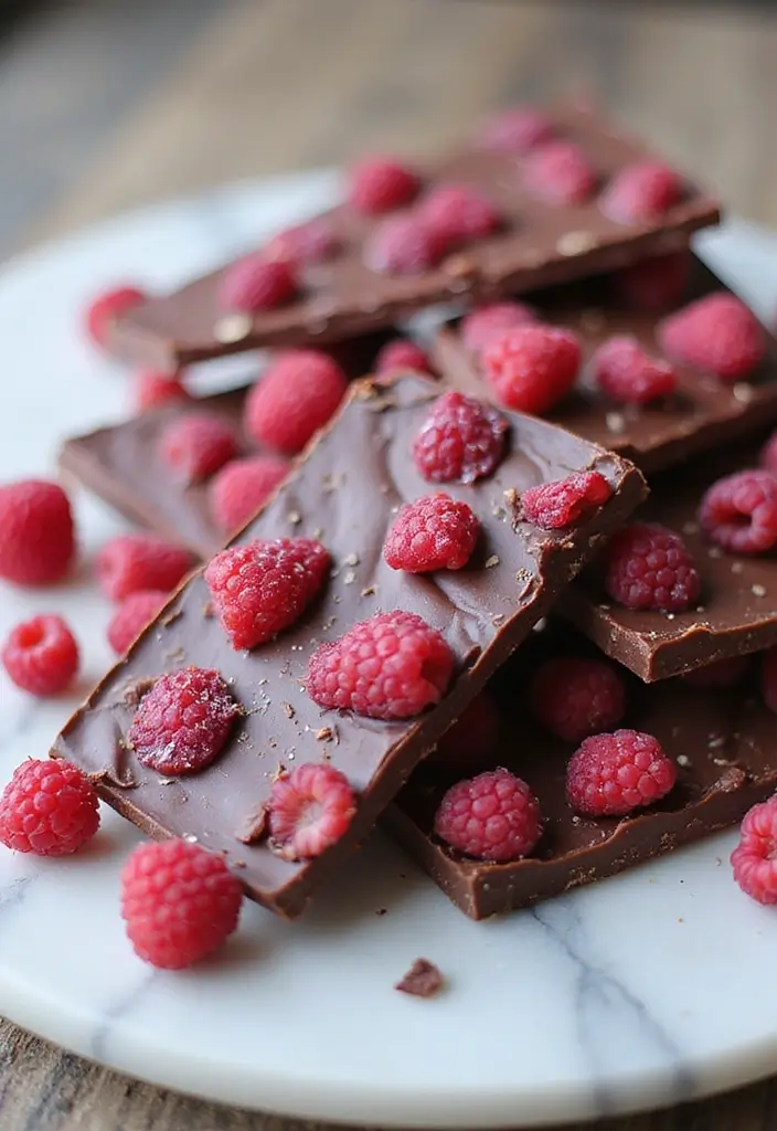 25 Easy Snack Recipes No Bake with Only 3 Ingredients 147 25 Easy Snack Recipes No Bake with Only 3 Ingredients - 23. Raspberry Chocolate Bark