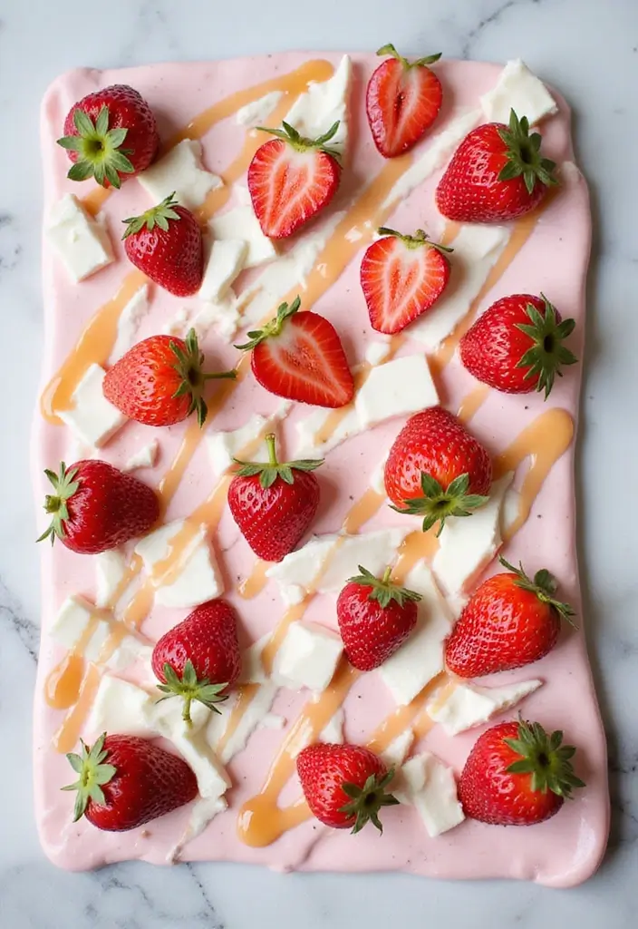 25 Easy Snack Recipes No Bake with Only 3 Ingredients 13 25 Easy Snack Recipes No Bake with Only 3 Ingredients - 3. Strawberry Yogurt Bark