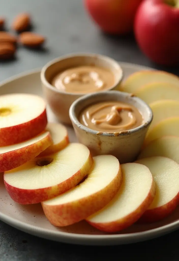 25 Easy Snack Recipes with Few Ingredients for Busy Schedules 25 25 Easy Snack Recipes with Few Ingredients for Busy Schedules - 5. Apple Slices with Almond Butter