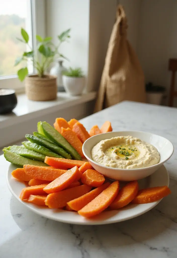 25 Easy Snack Recipes with Few Ingredients for Busy Schedules 39 25 Easy Snack Recipes with Few Ingredients for Busy Schedules - 7. Hummus and Veggie Sticks