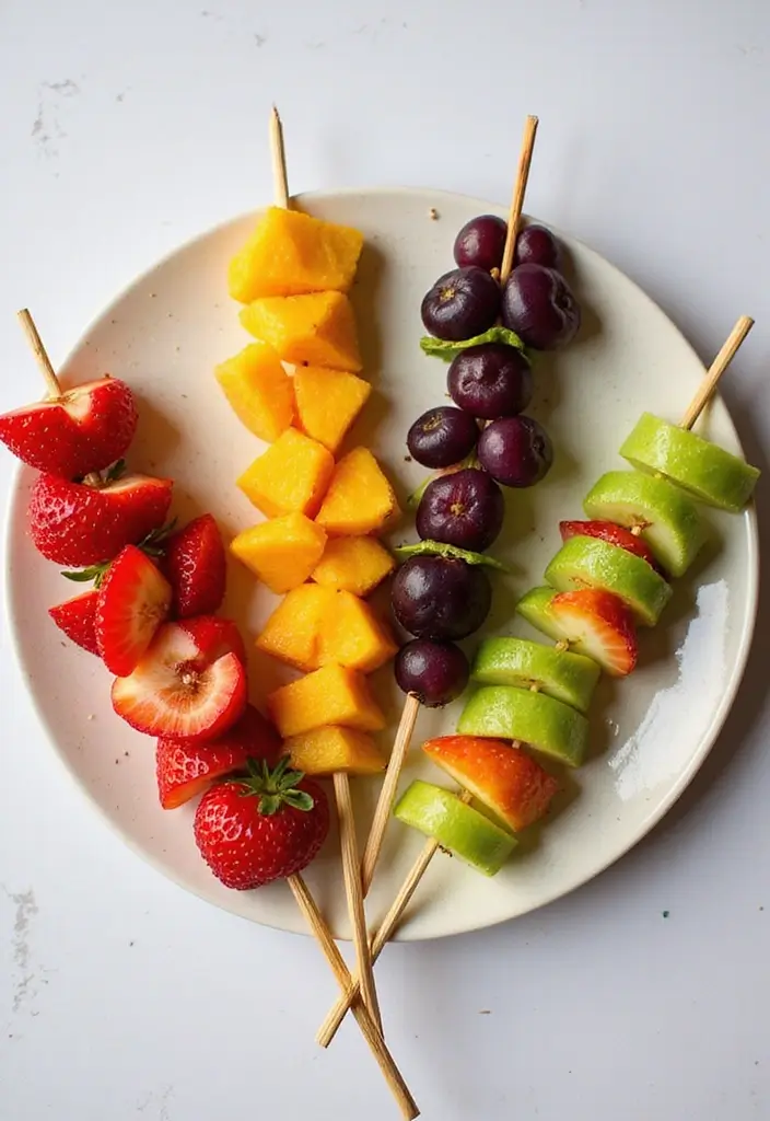 25 Fun Snack Recipes for Kids That Spark Creativity - 1. Rainbow Fruit Skewers
