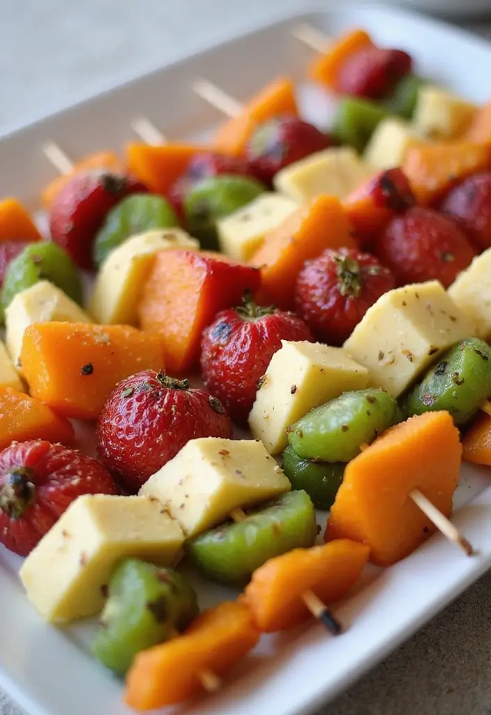 25 Fun Snack Recipes for Kids That Spark Creativity - 15. Fruit and Cheese Kabobs