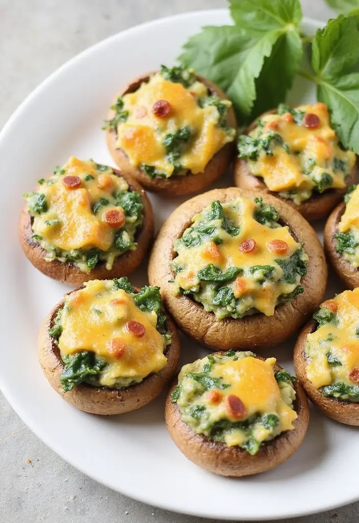 25 Fun Snack Recipes for Kids That Spark Creativity - 25. Spinach and Cheese Stuffed Mushrooms