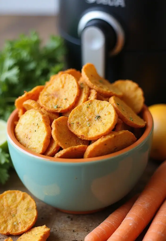 25 Healthy Air Fryer Snack Recipes That Are Quick and Crispy - 1. Crispy Air Fryer Veggie Chips