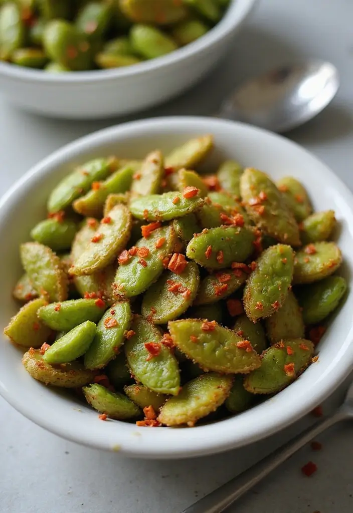 25 Healthy Air Fryer Snack Recipes That Are Quick and Crispy - 13. Air Fryer Spicy Edamame