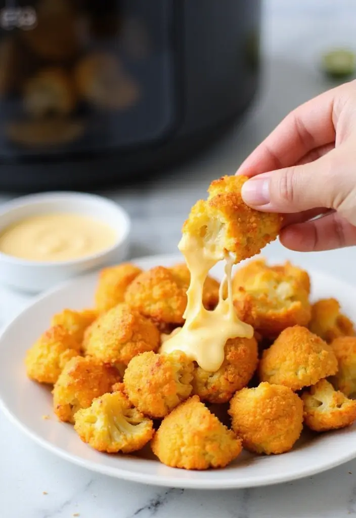 25 Healthy Air Fryer Snack Recipes That Are Quick and Crispy - 2. Air Fryer Cheesy Cauliflower Bites