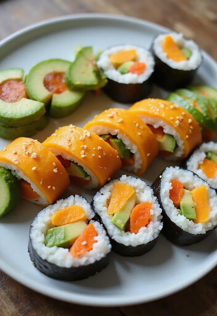 25 Healthy Snack Recipes Easy and Delicious 97 25 Healthy Snack Recipes Easy and Delicious - 15. Veggie Sushi Rolls