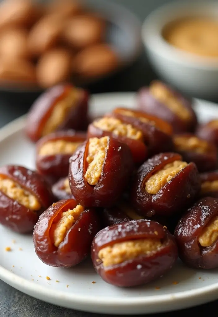 25 Healthy Snack Recipes Easy and Delicious 125 25 Healthy Snack Recipes Easy and Delicious - 19. Almond Butter Stuffed Dates