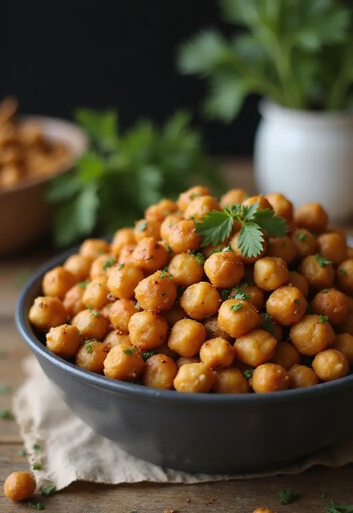 25 High Protein Vegetarian Snack Recipes for Energy Boost - 1. Spicy Roasted Chickpeas