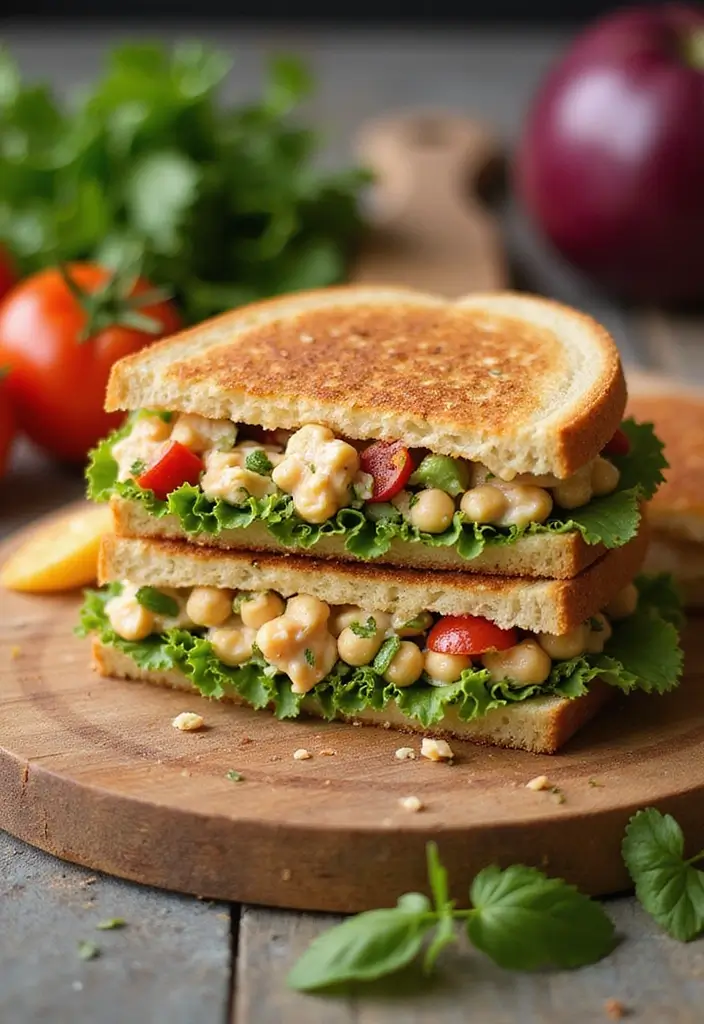 25 High Protein Vegetarian Snack Recipes for Energy Boost - 16. Chickpea Salad Sandwich
