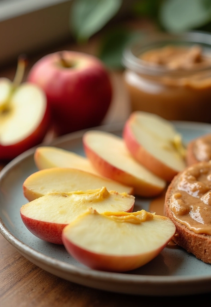 25 High Protein Vegetarian Snack Recipes for Energy Boost - 19. Apple Slices with Nut Butter