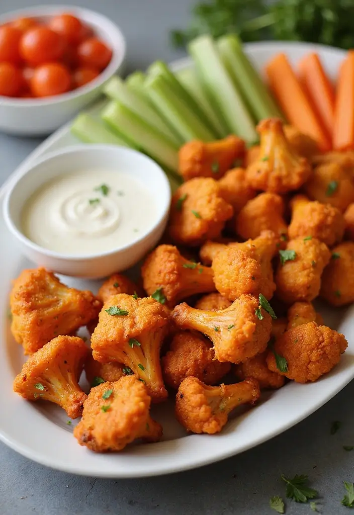 25 High Protein Vegetarian Snack Recipes for Energy Boost - 9. Cauliflower Buffalo Wings