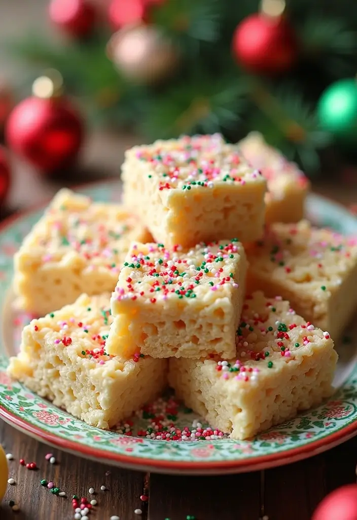 25 No Bake Christmas Snack Mix Recipes for Festive Fun 104 25 No Bake Christmas Snack Mix Recipes for Festive Fun - 16. Festive Rice Krispie Treats