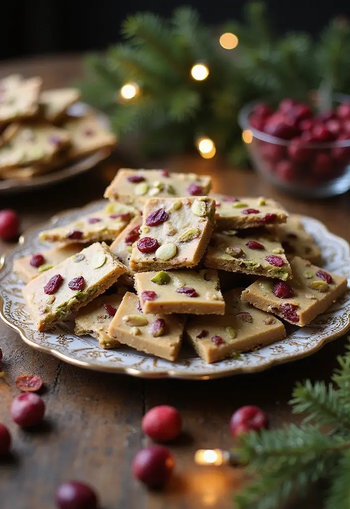 25 No Bake Christmas Snack Mix Recipes for Festive Fun 118 25 No Bake Christmas Snack Mix Recipes for Festive Fun - 18. Cranberry Pistachio Bark