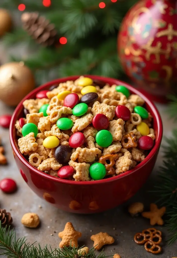 25 No Bake Christmas Snack Mix Recipes for Festive Fun 158 25 No Bake Christmas Snack Mix Recipes for Festive Fun - 24. Holiday M&M Snack Mix
