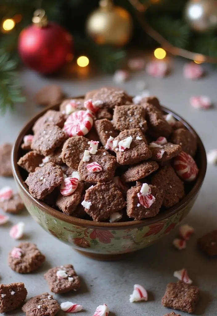 25 No Bake Christmas Snack Mix Recipes for Festive Fun 15 25 No Bake Christmas Snack Mix Recipes for Festive Fun - 3. Chocolate Peppermint Crunch Mix
