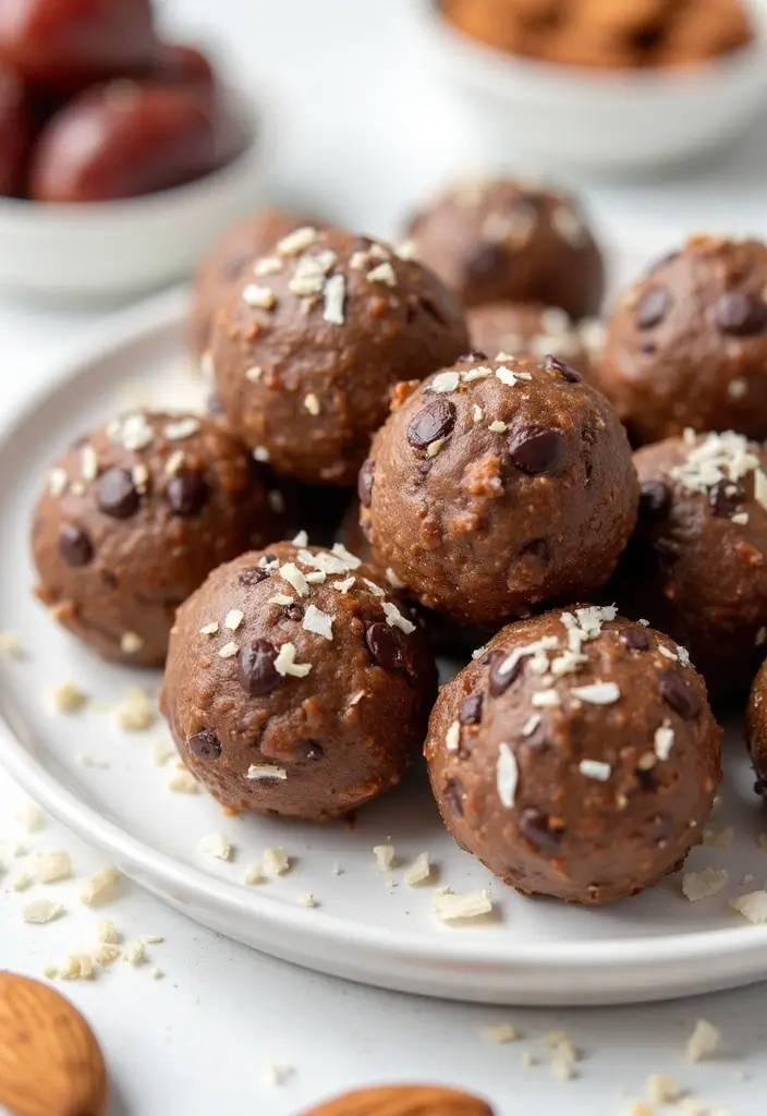 25 Protein Snack Recipes Healthy and Energizing - 1. Almond Joy Energy Bites