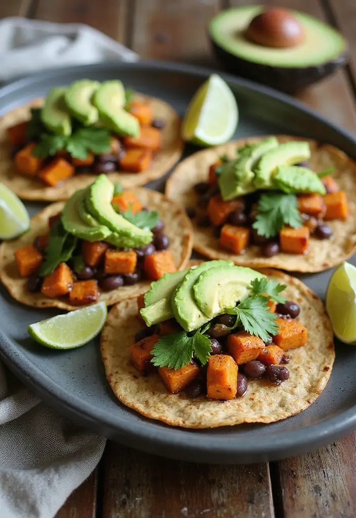 25 Protein Snack Recipes Healthy and Energizing - 17. Sweet Potato and Black Bean Tacos
