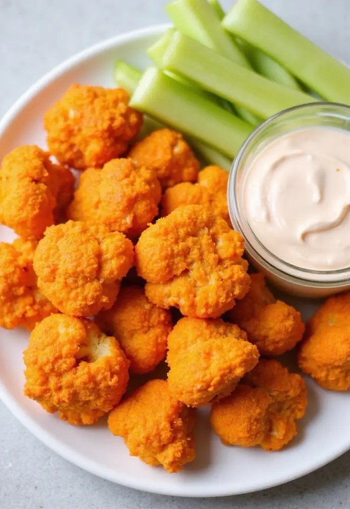 25 Protein Snack Recipes Healthy and Energizing - 18. Cauliflower Buffalo Bites