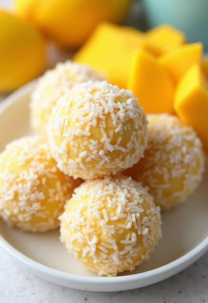 25 Protein Snack Recipes Healthy and Energizing - 23. Mango Coconut Bliss Balls