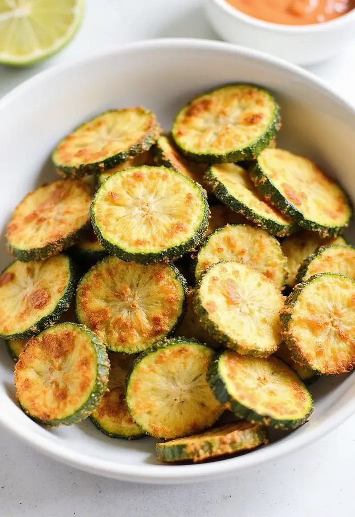25 Protein Snack Recipes Healthy and Energizing - 25. Baked Zucchini Chips