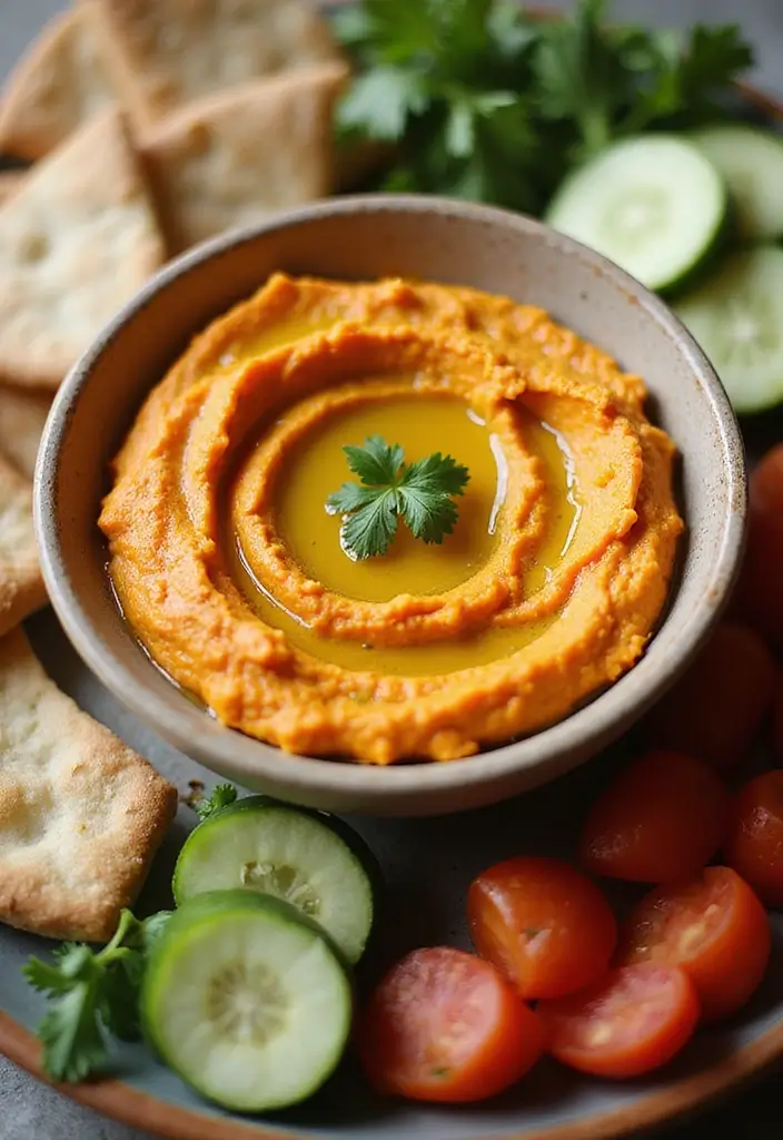 25 Protein Snack Recipes Healthy and Energizing - 6. Savory Sweet Potato Hummus