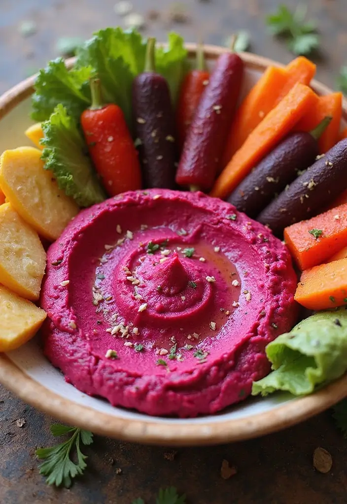 25 Snack Platter Ideas and Finger Food Appetizer Recipes for Parties 70 25 Snack Platter Ideas and Finger Food Appetizer Recipes for Parties - 11. Roasted Beet Hummus