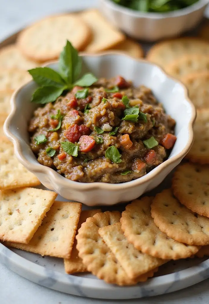 25 Snack Platter Ideas and Finger Food Appetizer Recipes for Parties 8 25 Snack Platter Ideas and Finger Food Appetizer Recipes for Parties - 2. Mediterranean Tapenade with Crackers