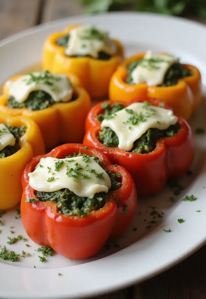 26 Easy Keto Snack Recipes for Low-Carb Lovers 151 26 Easy Keto Snack Recipes for Low-Carb Lovers - 23. Spinach and Cheese Stuffed Peppers