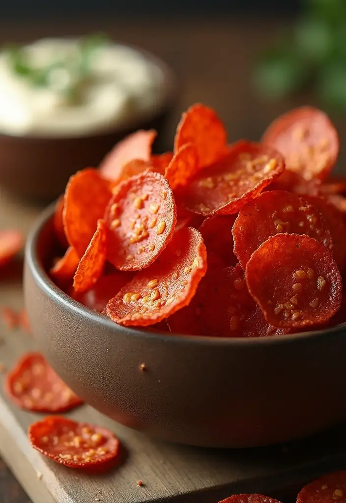 26 Easy Keto Snack Recipes for Low-Carb Lovers 41 26 Easy Keto Snack Recipes for Low-Carb Lovers - 7. Pepperoni Chips