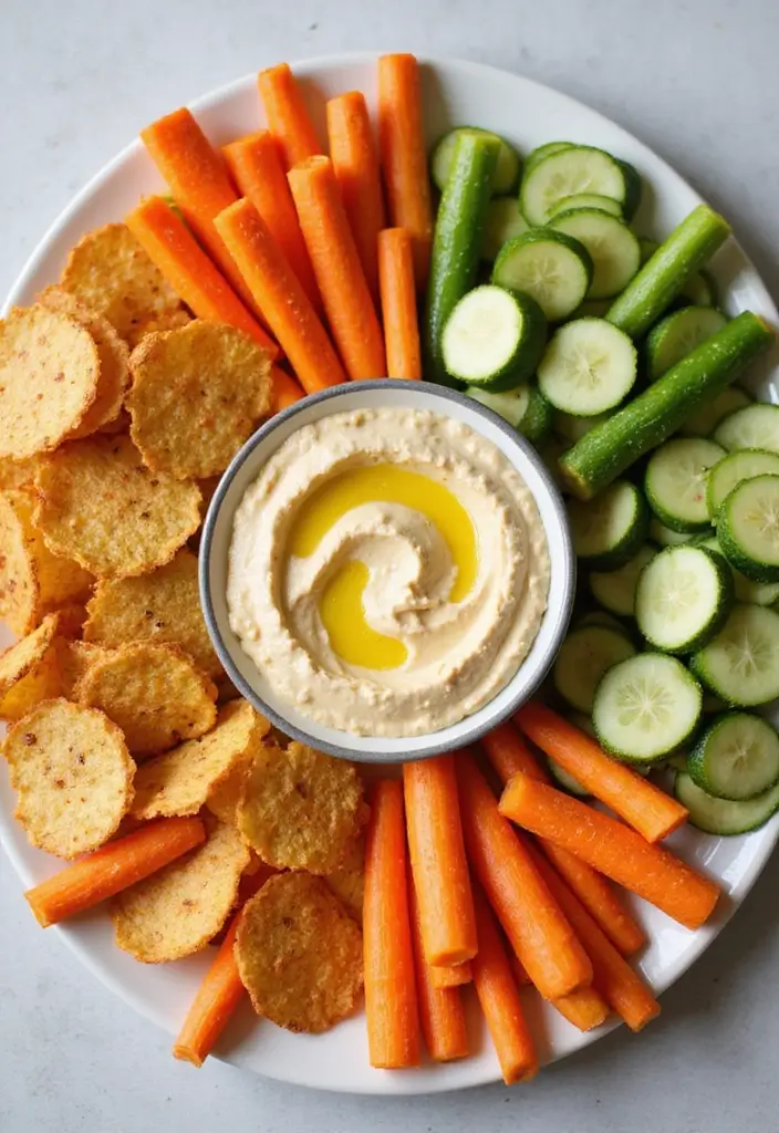 26 Easy Snack Mix Recipes for Sharing - 15. Veggie Chips and Hummus Mix