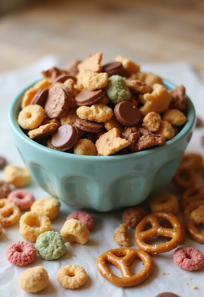 26 Easy Snack Mix Recipes for Sharing - 23. Chocolate Peanut Butter Snack Mix