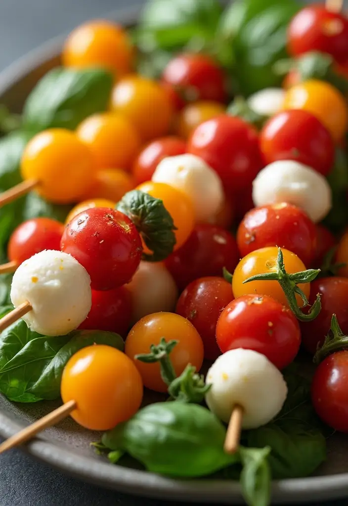 26 Gluten and Dairy Free Snack Recipes for Healthy Eating 107 26 Gluten and Dairy Free Snack Recipes for Healthy Eating - 17. Cherry Tomato and Mozzarella Skewers