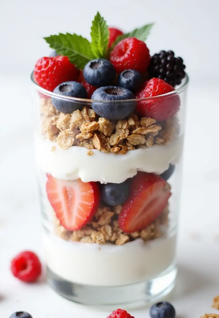 26 Healthy Greek Yogurt Snack Recipes Packed with Protein - 1. Greek Yogurt Parfait with Berries and Granola