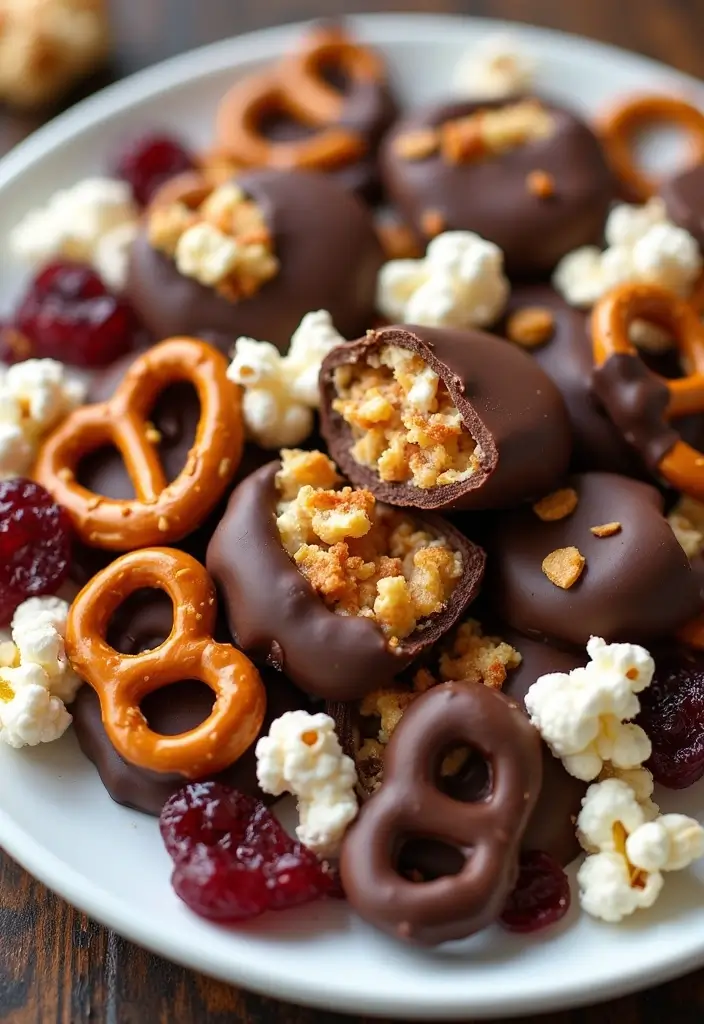26 Healthy Snack Mix Recipes for Anytime Crunch 15 26 Healthy Snack Mix Recipes for Anytime Crunch - 3. Chocolate-Dipped Pretzel Snack Mix