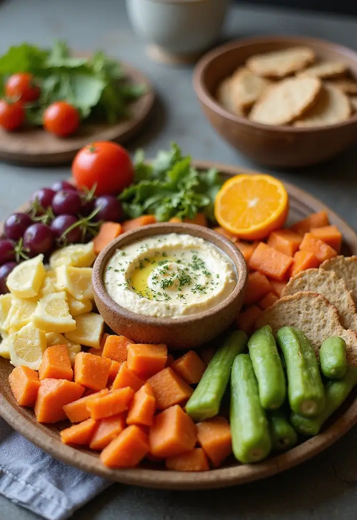 26 Quick Snack Recipes for Tea Time Moments 63 26 Quick Snack Recipes for Tea Time Moments - 11. Hummus and Veggie Platter