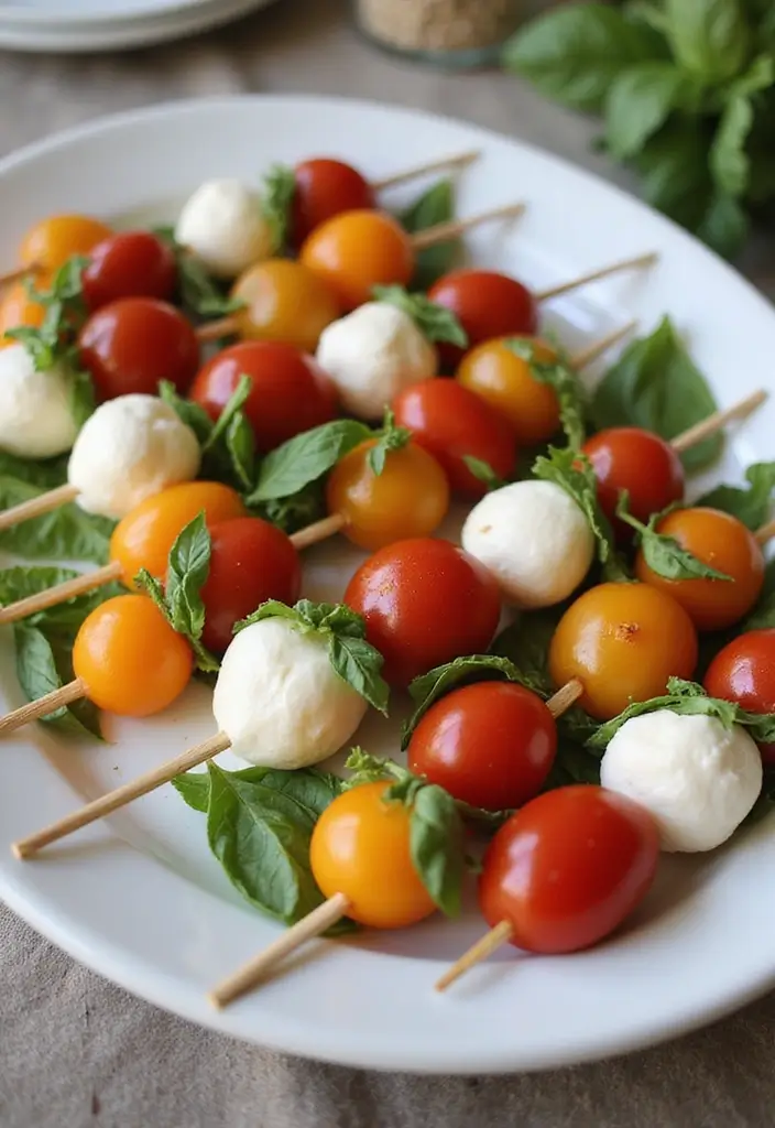 26 Quick Snack Recipes for Tea Time Moments 51 26 Quick Snack Recipes for Tea Time Moments - 9. Caprese Skewers