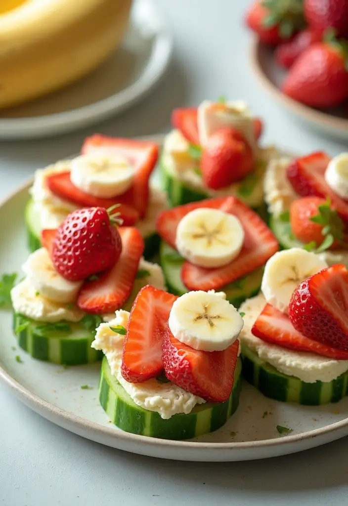 27 Fruit Snack Recipes for Kids That Are Sweet and Nutritious - 22. Cucumber and Fruit Sandwiches