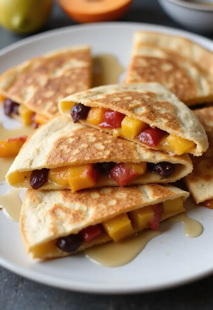 27 Fruit Snack Recipes for Kids That Are Sweet and Nutritious - 26. Cheesy Fruit Quesadilla