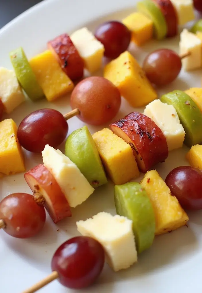 27 Fruit Snack Recipes for Kids That Are Sweet and Nutritious - 4. Fruit and Cheese Kabobs