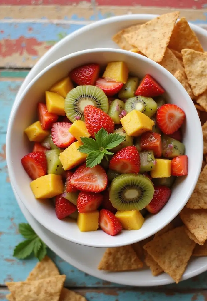 27 Fruit Snack Recipes for Kids That Are Sweet and Nutritious - 7. Fruit Salsa with Cinnamon Chips