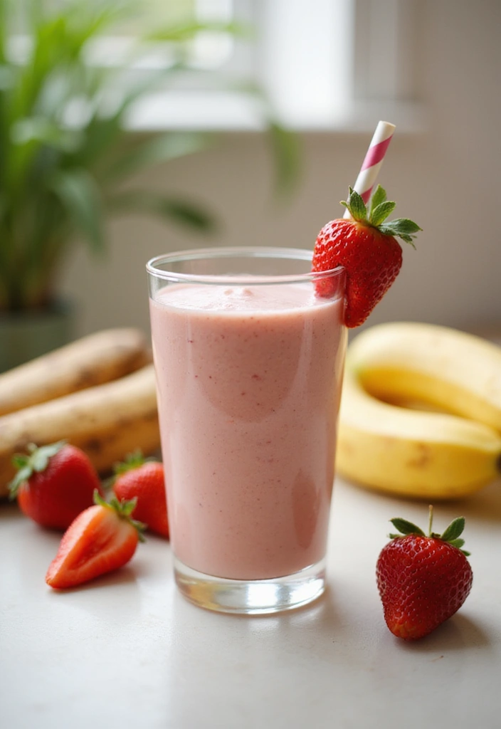 27 Fruit Snack Recipes for Kids That Are Sweet and Nutritious - 9. Strawberry Banana Smoothie
