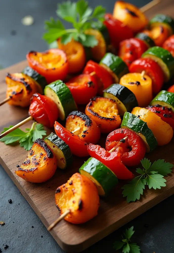 27 Quick Snack Recipes: Healthy and Delicious Plant-Based Bites 107 27 Quick Snack Recipes: Healthy and Delicious Plant-Based Bites - 17. Roasted Vegetable Skewers