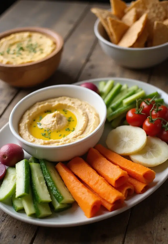 27 Quick Snack Recipes: Healthy and Delicious Plant-Based Bites 27 27 Quick Snack Recipes: Healthy and Delicious Plant-Based Bites - 5. Hummus and Veggie Sticks