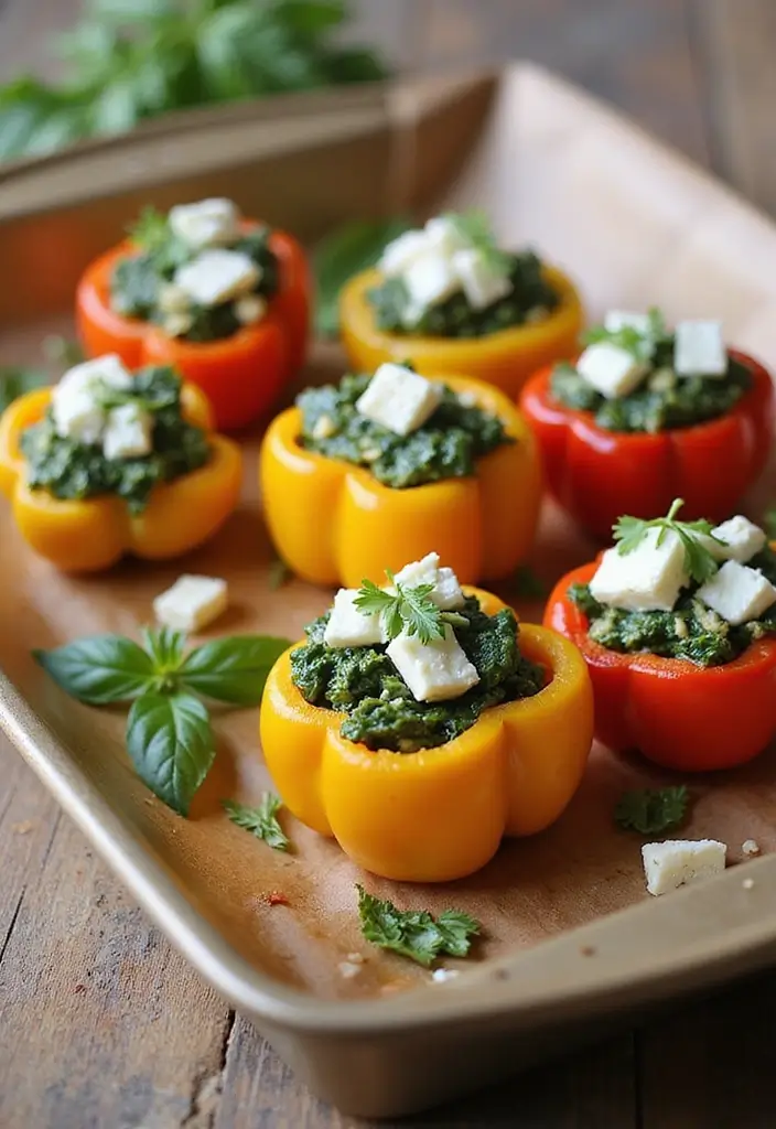 27 Quick and Easy Late Night Snack Recipes to Curb Cravings 158 27 Quick and Easy Late Night Snack Recipes to Curb Cravings - 24. Spinach and Feta Stuffed Peppers