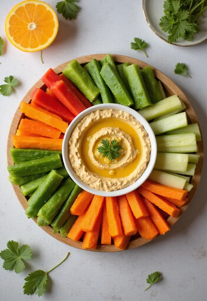 27 Quick and Easy Late Night Snack Recipes to Curb Cravings 15 27 Quick and Easy Late Night Snack Recipes to Curb Cravings - 3. Hummus and Veggie Sticks