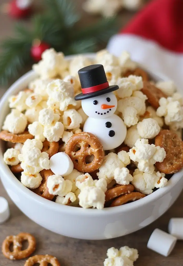 27 Sweet and Salty Christmas Snack Mix Recipes Everyone Loves 41 27 Sweet and Salty Christmas Snack Mix Recipes Everyone Loves - 7. Snowman Snack Mix