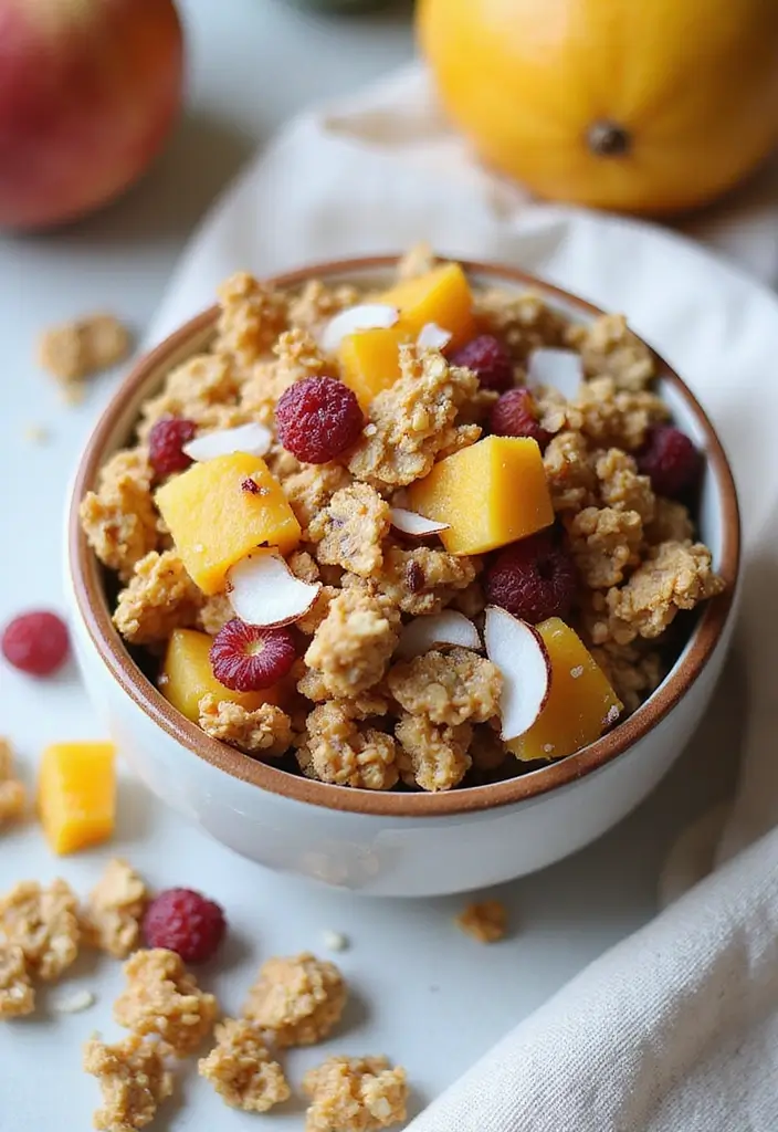 27 Unique Snack Mix Recipes You Haven’t Tried Yet 60 27 Unique Snack Mix Recipes You Haven’t Tried Yet - 10. Fruity Coconut Granola Snack Mix